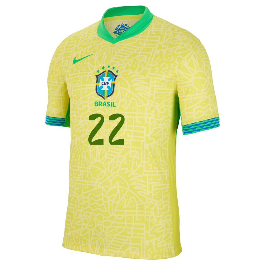 Gyermek Labdarúgás Brazília Cayo Felipe #22 Sárga Hazai Jersey 24-26 Mez Póló Ing