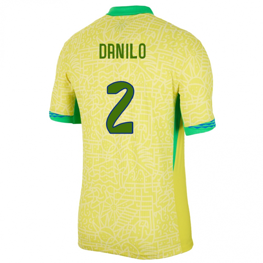 Gyermek Labdarúgás Brazília Danilo #2 Sárga Hazai Jersey 24-26 Mez Póló Ing