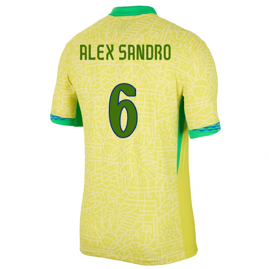 Gyermek Labdarúgás Brazília Alex Sandro #6 Sárga Hazai Jersey 24-26 Mez Póló Ing