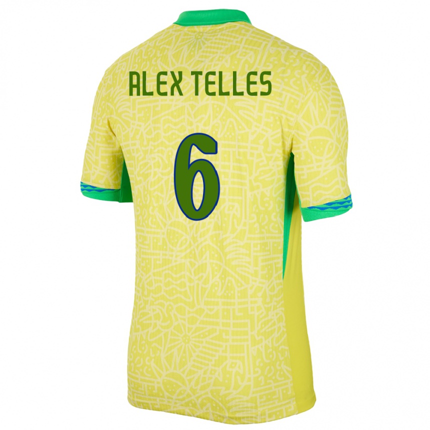 Gyermek Labdarúgás Brazília Alex Telles #6 Sárga Hazai Jersey 24-26 Mez Póló Ing