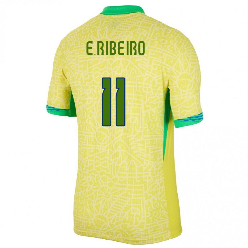 Gyermek Labdarúgás Brazília Everton Ribeiro #11 Sárga Hazai Jersey 24-26 Mez Póló Ing