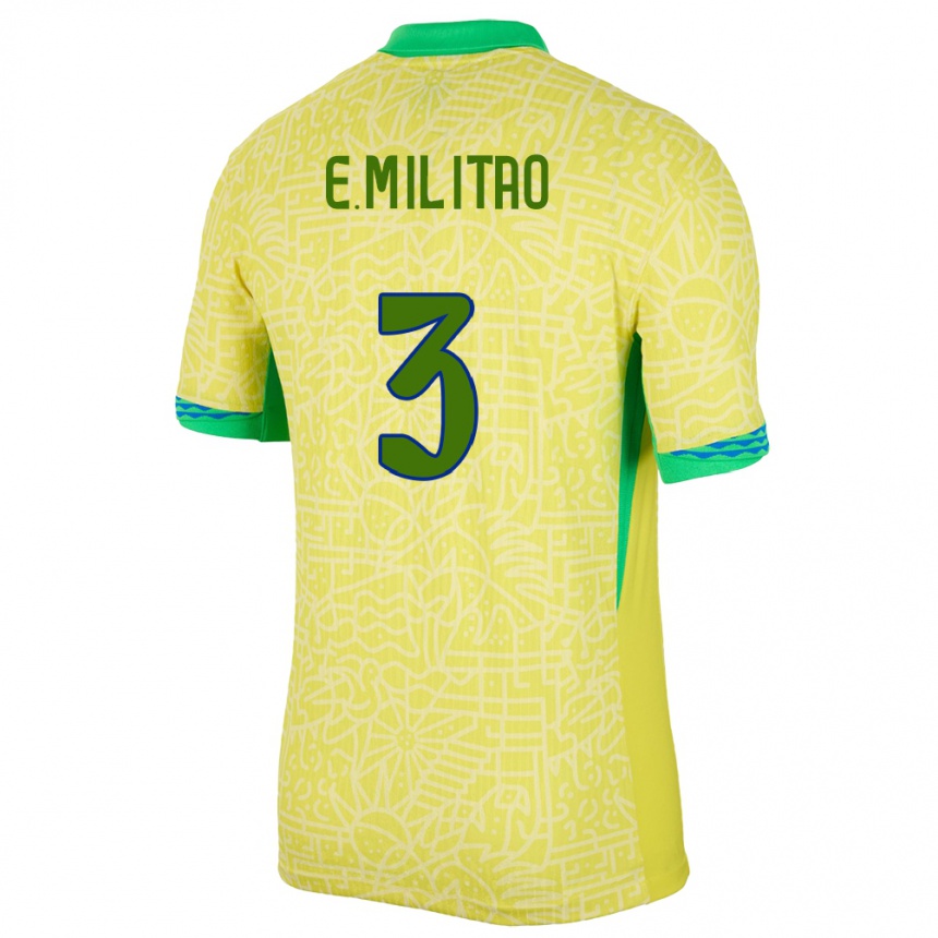 Gyermek Labdarúgás Brazília Eder Militao #3 Sárga Hazai Jersey 24-26 Mez Póló Ing