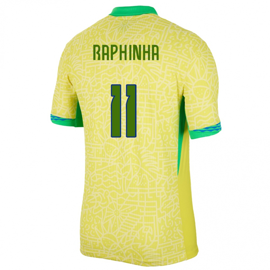 Gyermek Labdarúgás Brazília Raphinha #11 Sárga Hazai Jersey 24-26 Mez Póló Ing