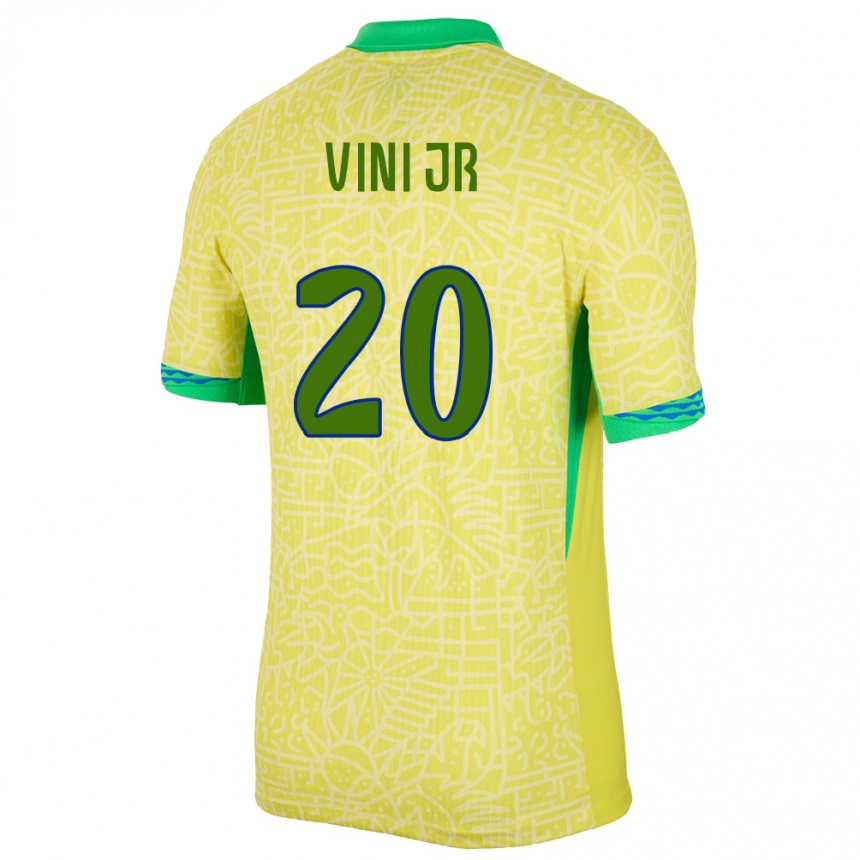 Gyermek Labdarúgás Brazília Vinicius Junior #20 Sárga Hazai Jersey 24-26 Mez Póló Ing