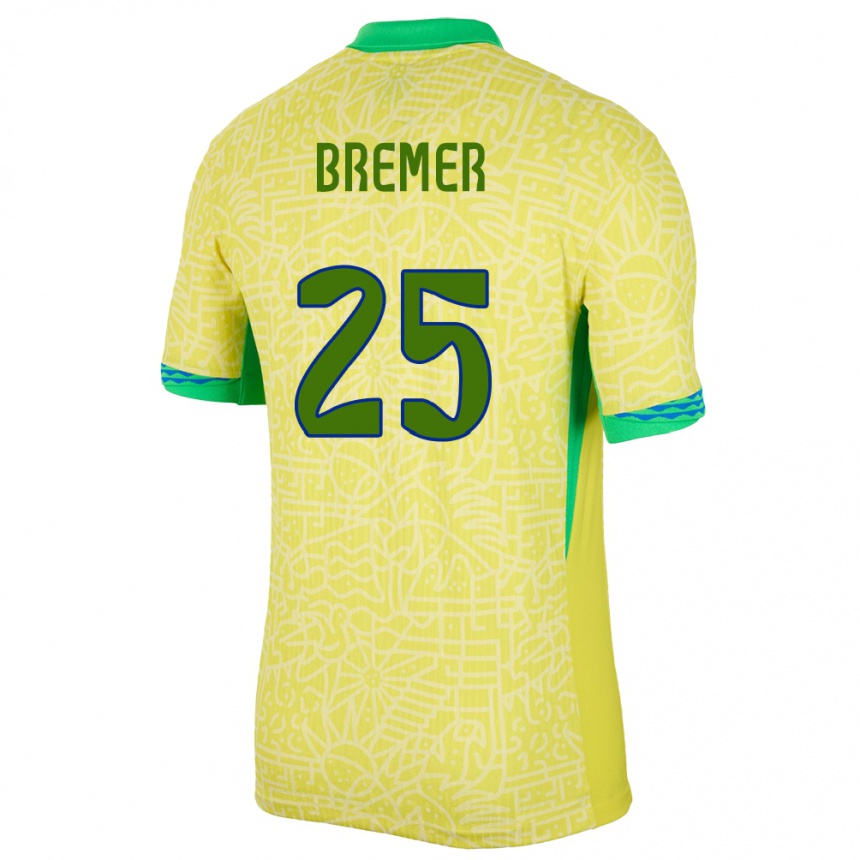 Gyermek Labdarúgás Brazília Bremer #25 Sárga Hazai Jersey 24-26 Mez Póló Ing