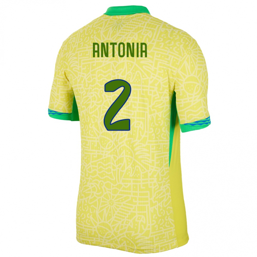 Gyermek Labdarúgás Brazília Antonia #2 Sárga Hazai Jersey 24-26 Mez Póló Ing