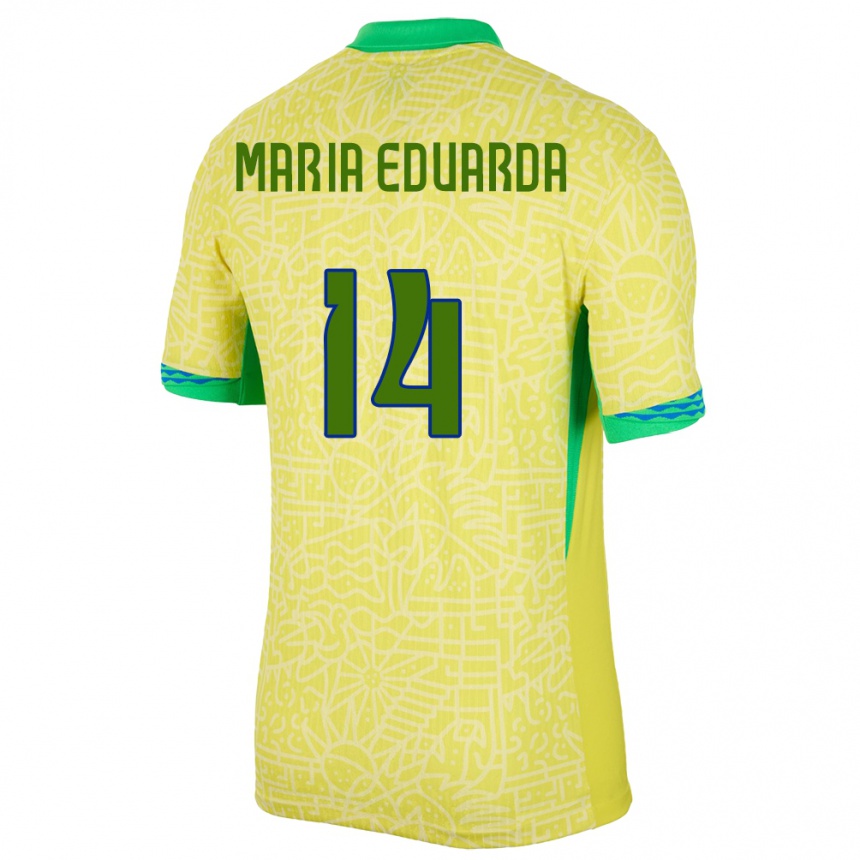 Gyermek Labdarúgás Brazília Maria Eduarda #14 Sárga Hazai Jersey 24-26 Mez Póló Ing