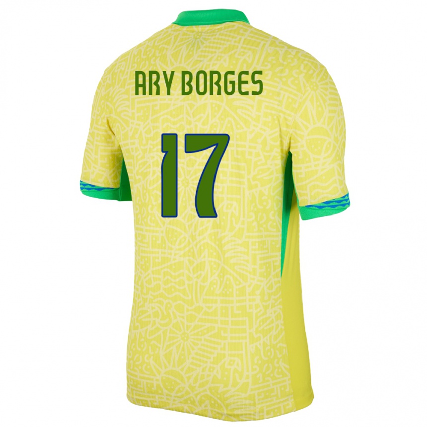 Gyermek Labdarúgás Brazília Ary Borges #17 Sárga Hazai Jersey 24-26 Mez Póló Ing