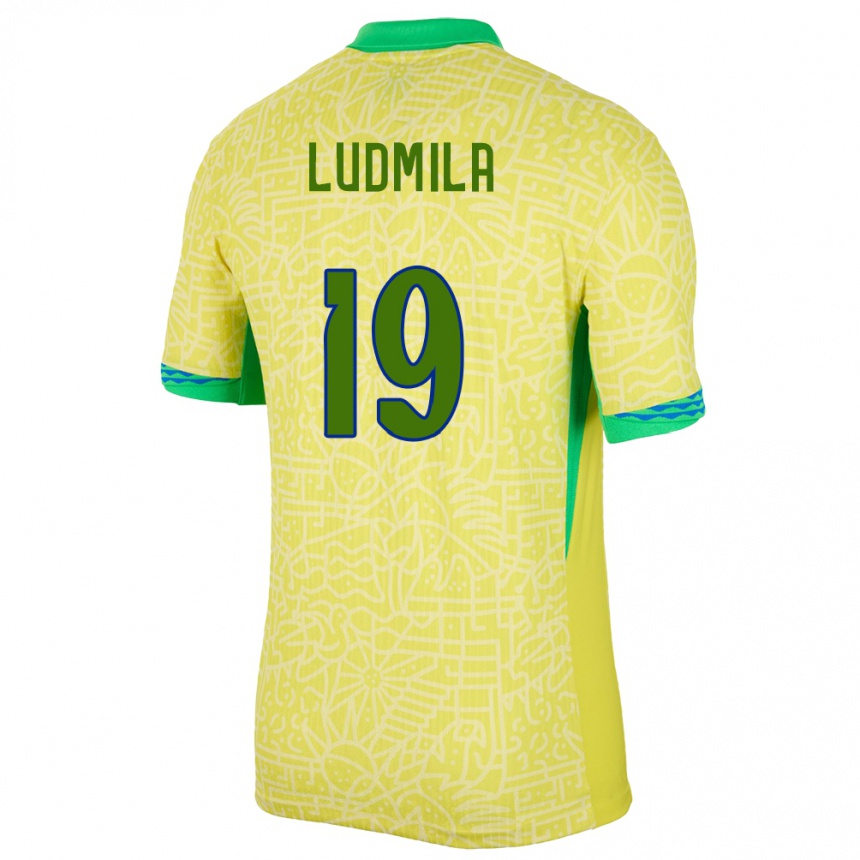 Gyermek Labdarúgás Brazília Ludmila #19 Sárga Hazai Jersey 24-26 Mez Póló Ing