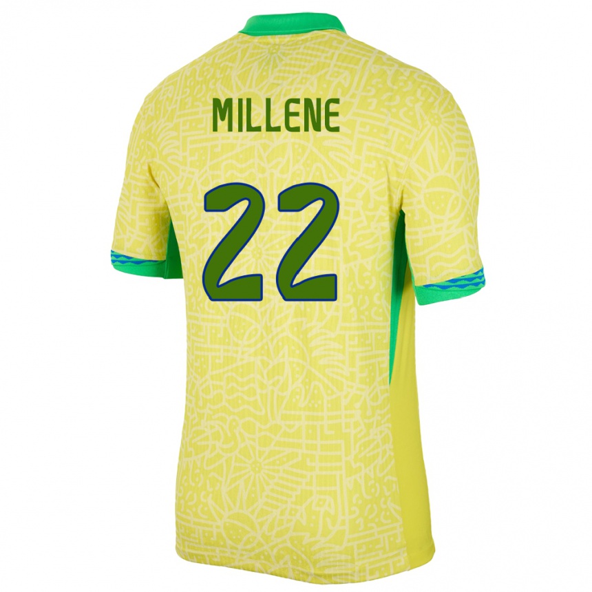 Gyermek Labdarúgás Brazília Millene #22 Sárga Hazai Jersey 24-26 Mez Póló Ing