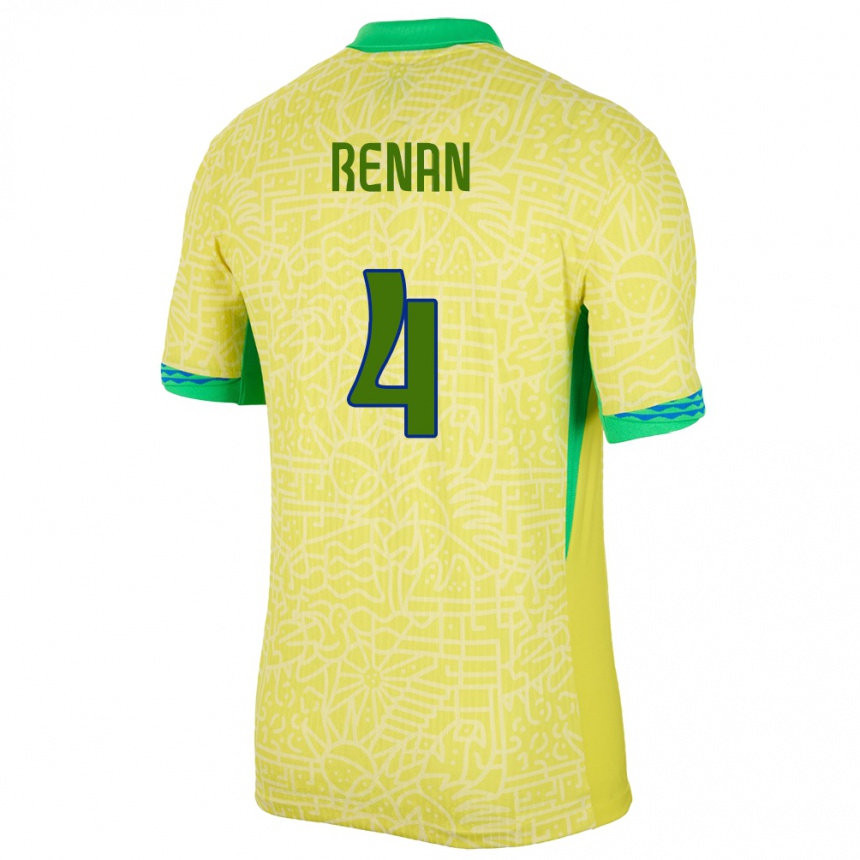 Gyermek Labdarúgás Brazília Robert Renan #4 Sárga Hazai Jersey 24-26 Mez Póló Ing