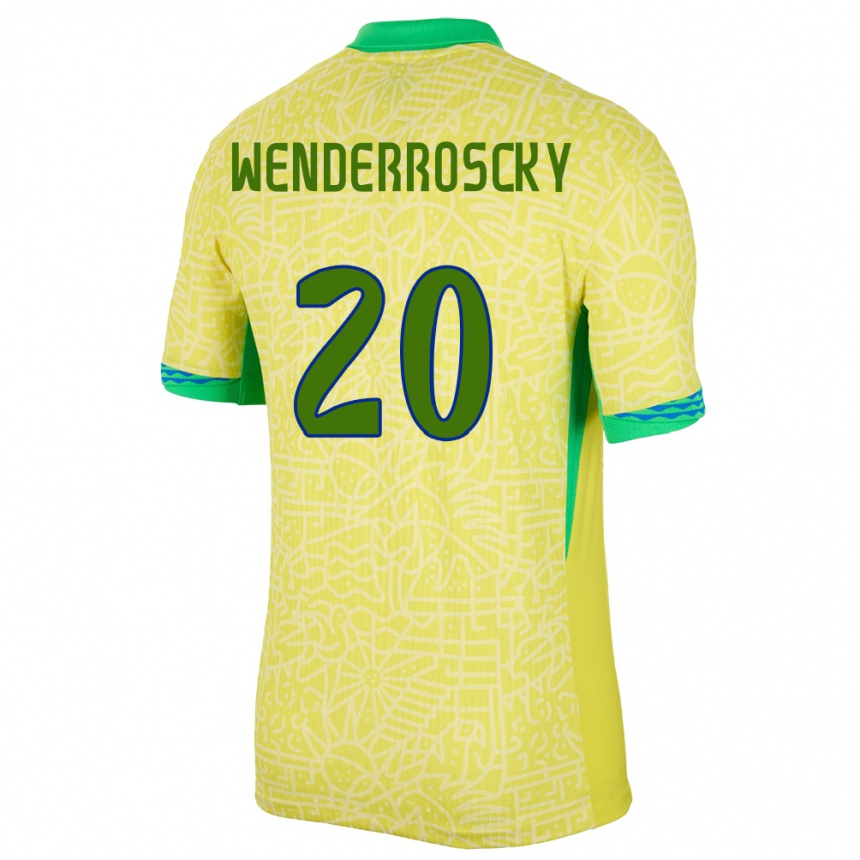 Gyermek Labdarúgás Brazília Arthur Wenderroscky #20 Sárga Hazai Jersey 24-26 Mez Póló Ing