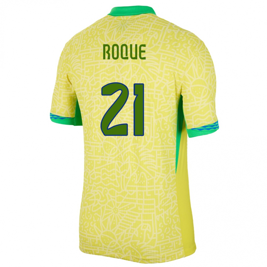 Gyermek Labdarúgás Brazília Vitor Roque #21 Sárga Hazai Jersey 24-26 Mez Póló Ing