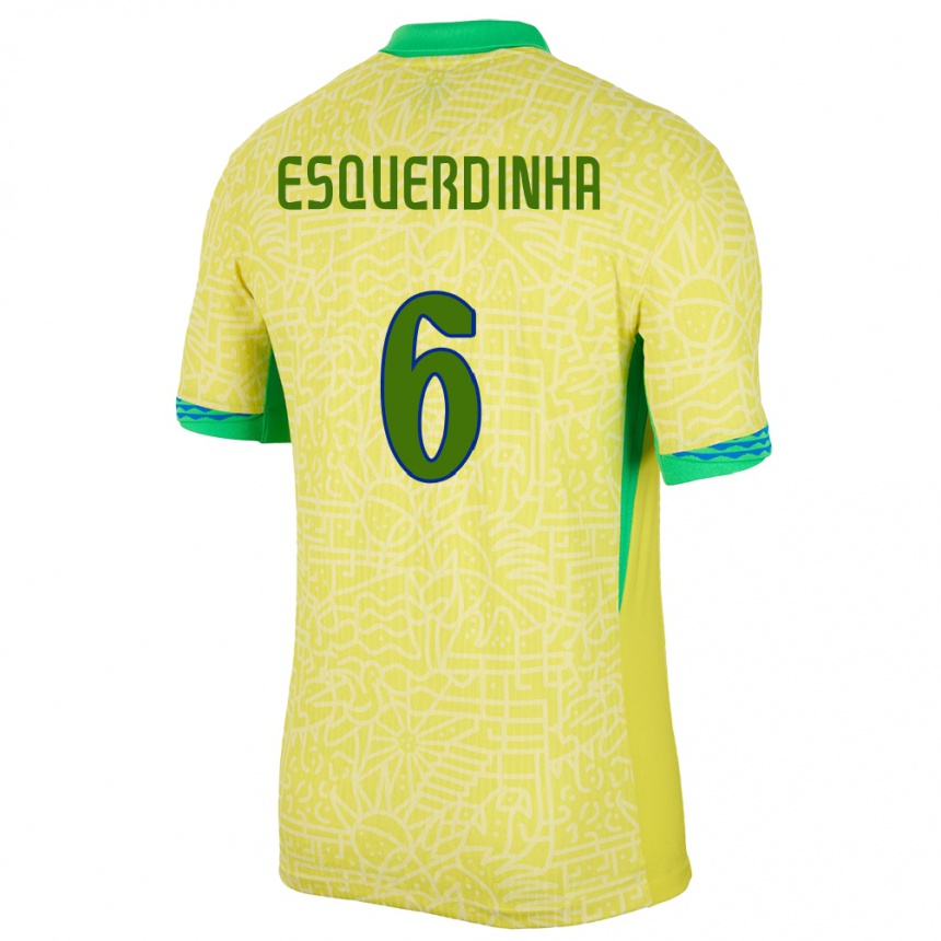 Gyermek Labdarúgás Brazília Esquerdinha #6 Sárga Hazai Jersey 24-26 Mez Póló Ing