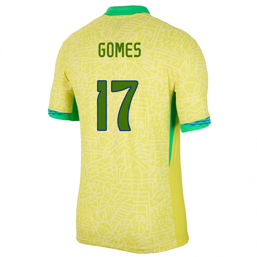 Gyermek Labdarúgás Brazília William Gomes #17 Sárga Hazai Jersey 24-26 Mez Póló Ing