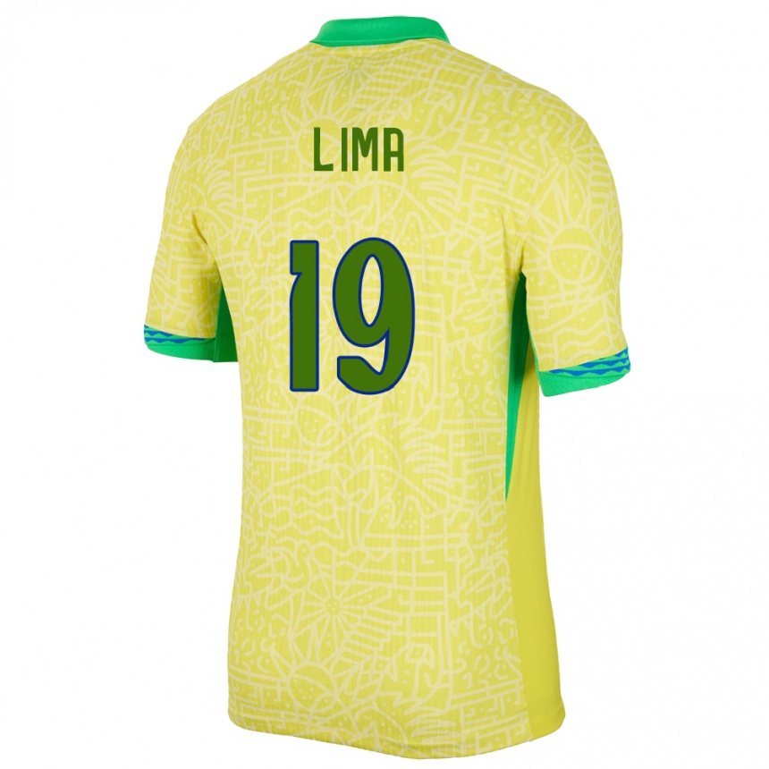 Gyermek Labdarúgás Brazília Felipe Lima #19 Sárga Hazai Jersey 24-26 Mez Póló Ing