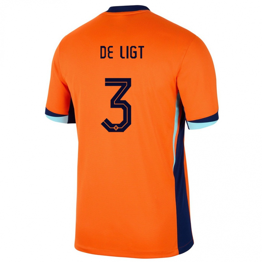 Gyermek Labdarúgás Hollandia Matthijs De Ligt #3 Narancs Hazai Jersey 24-26 Mez Póló Ing