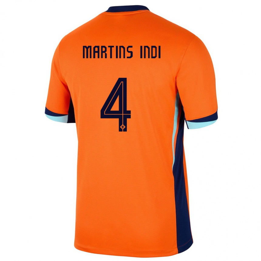 Gyermek Labdarúgás Hollandia Bruno Martins Indi #4 Narancs Hazai Jersey 24-26 Mez Póló Ing