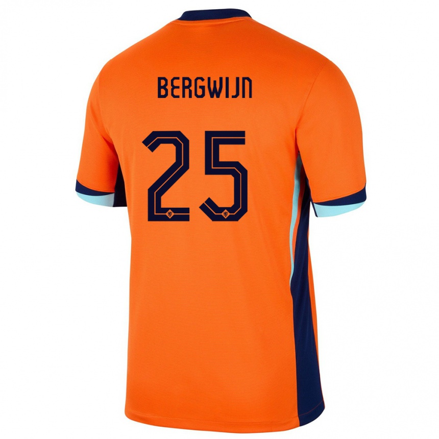 Gyermek Labdarúgás Hollandia Steven Bergwijn #25 Narancs Hazai Jersey 24-26 Mez Póló Ing