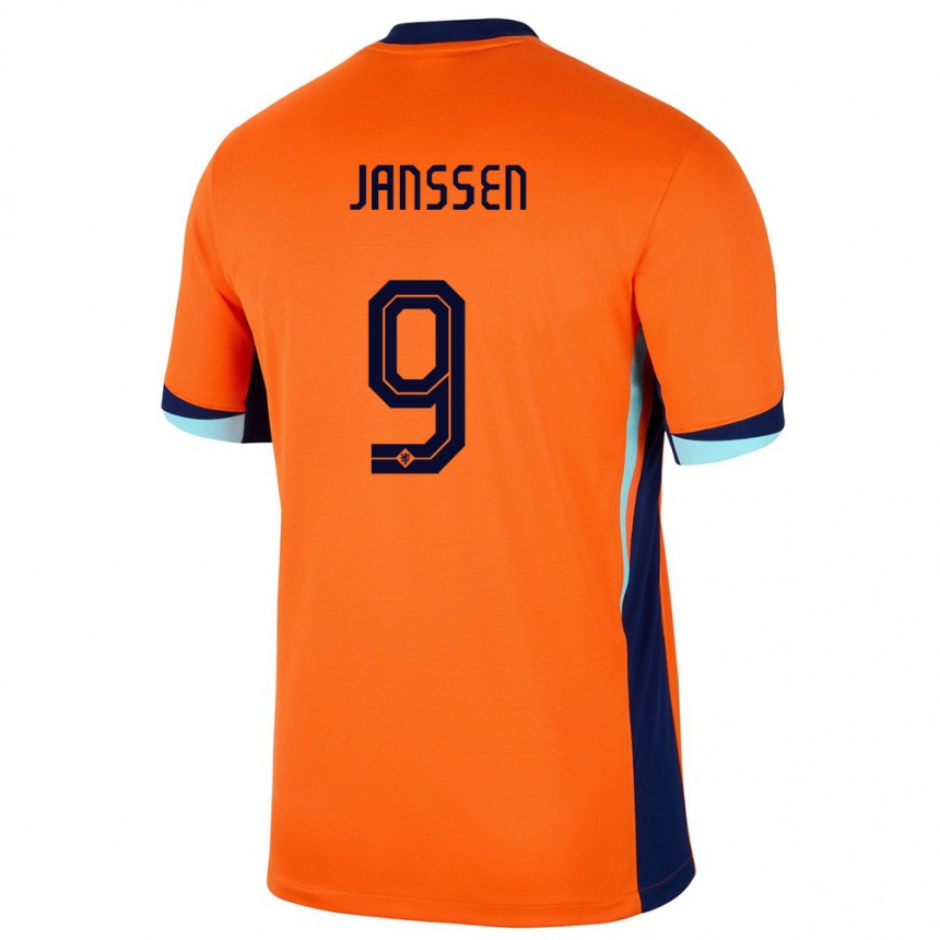 Gyermek Labdarúgás Hollandia Vincent Janssen #9 Narancs Hazai Jersey 24-26 Mez Póló Ing