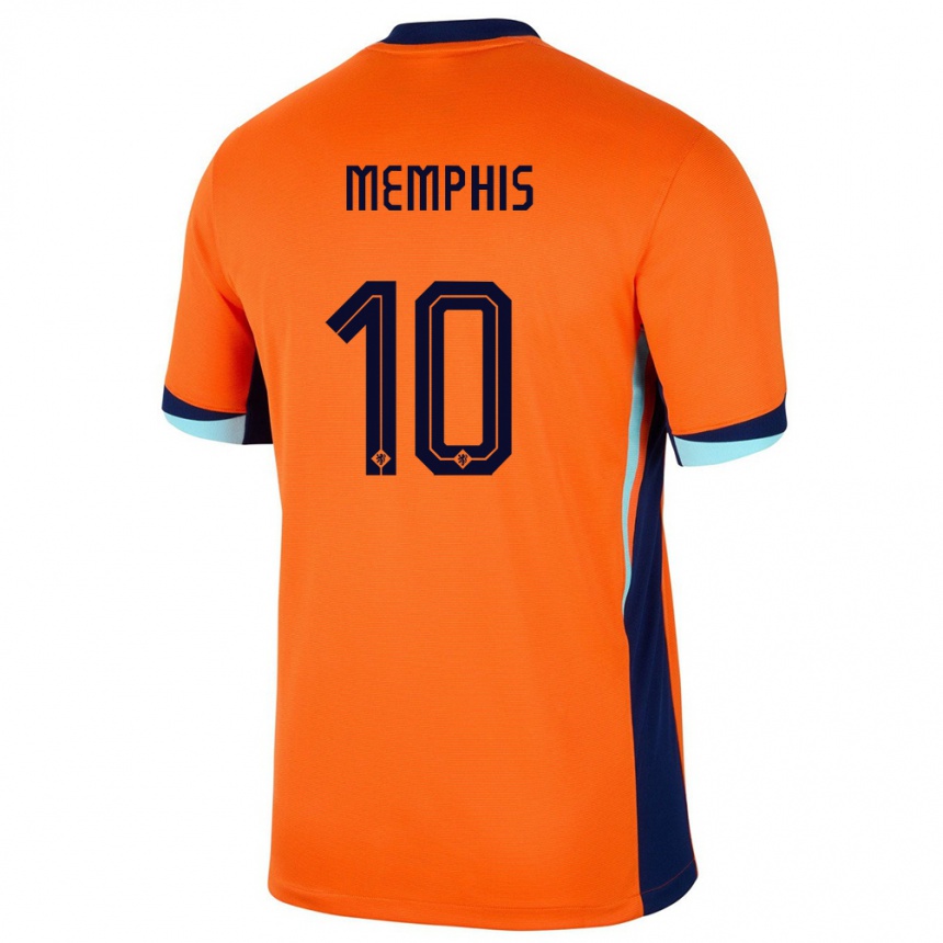 Gyermek Labdarúgás Hollandia Memphis Depay #10 Narancs Hazai Jersey 24-26 Mez Póló Ing