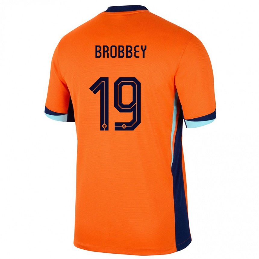 Gyermek Labdarúgás Hollandia Brian Brobbey #19 Narancs Hazai Jersey 24-26 Mez Póló Ing