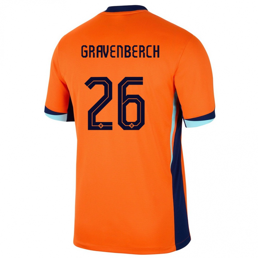 Gyermek Labdarúgás Hollandia Ryan Gravenberch #26 Narancs Hazai Jersey 24-26 Mez Póló Ing