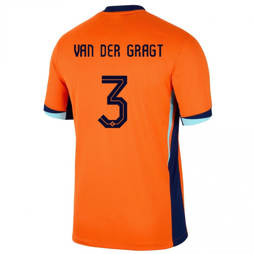 Gyermek Labdarúgás Hollandia Stefanie Van Der Gragt #3 Narancs Hazai Jersey 24-26 Mez Póló Ing