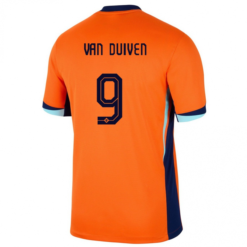 Gyermek Labdarúgás Hollandia Jason Van Duiven #9 Narancs Hazai Jersey 24-26 Mez Póló Ing