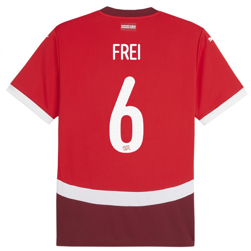 Gyermek Labdarúgás Svájc Fabian Frei #6 Piros Hazai Jersey 24-26 Mez Póló Ing