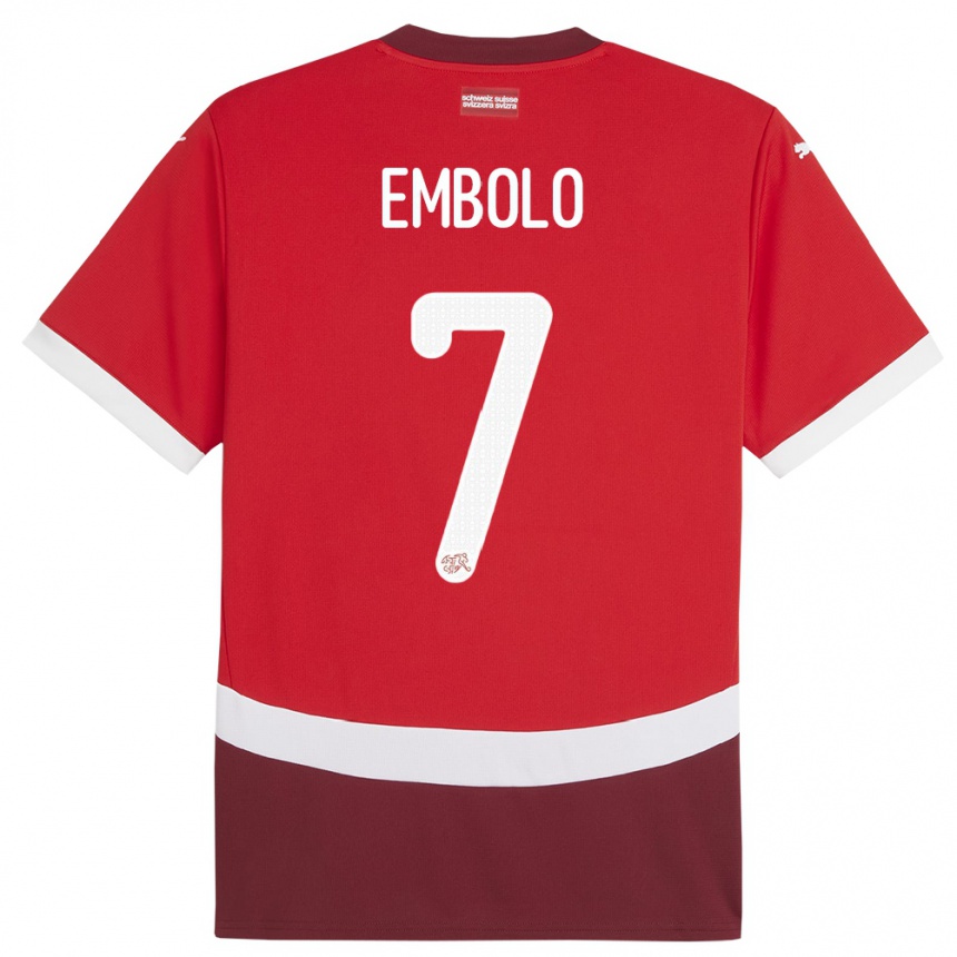 Gyermek Labdarúgás Svájc Breel Embolo #7 Piros Hazai Jersey 24-26 Mez Póló Ing