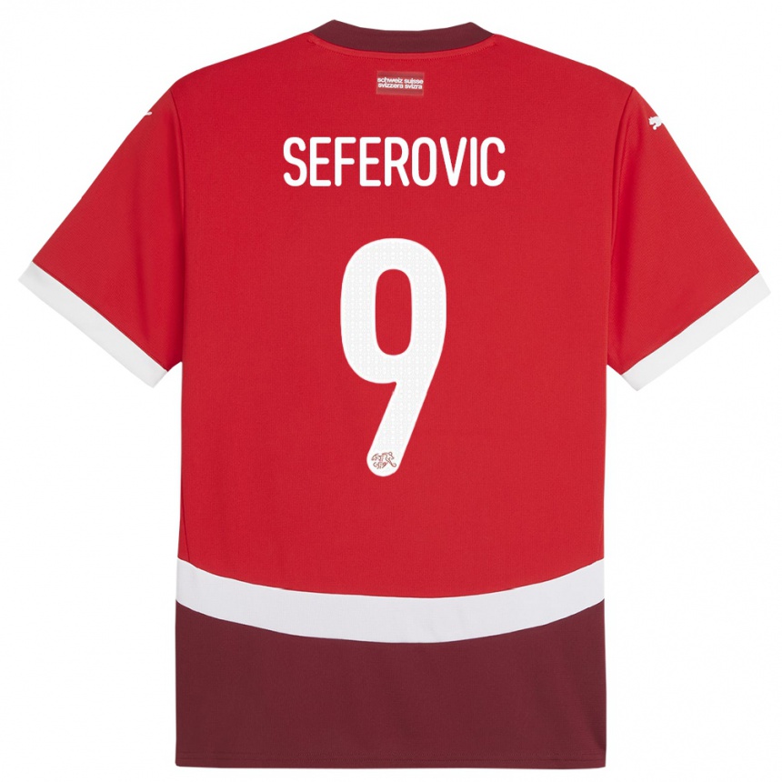 Gyermek Labdarúgás Svájc Haris Seferovic #9 Piros Hazai Jersey 24-26 Mez Póló Ing