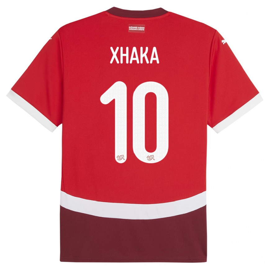 Gyermek Labdarúgás Svájc Granit Xhaka #10 Piros Hazai Jersey 24-26 Mez Póló Ing