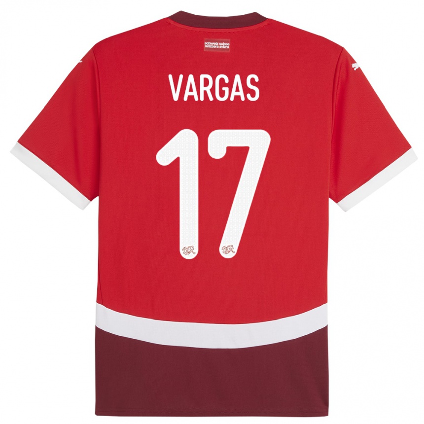 Gyermek Labdarúgás Svájc Ruben Vargas #17 Piros Hazai Jersey 24-26 Mez Póló Ing