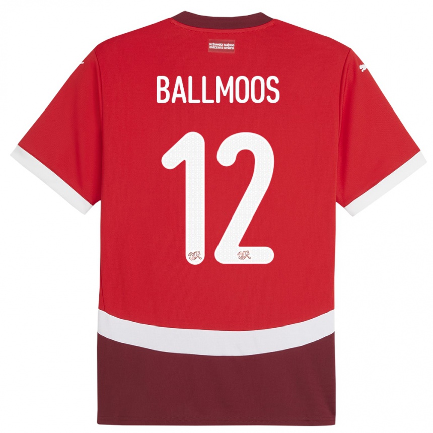 Gyermek Labdarúgás Svájc David Von Ballmoos #12 Piros Hazai Jersey 24-26 Mez Póló Ing