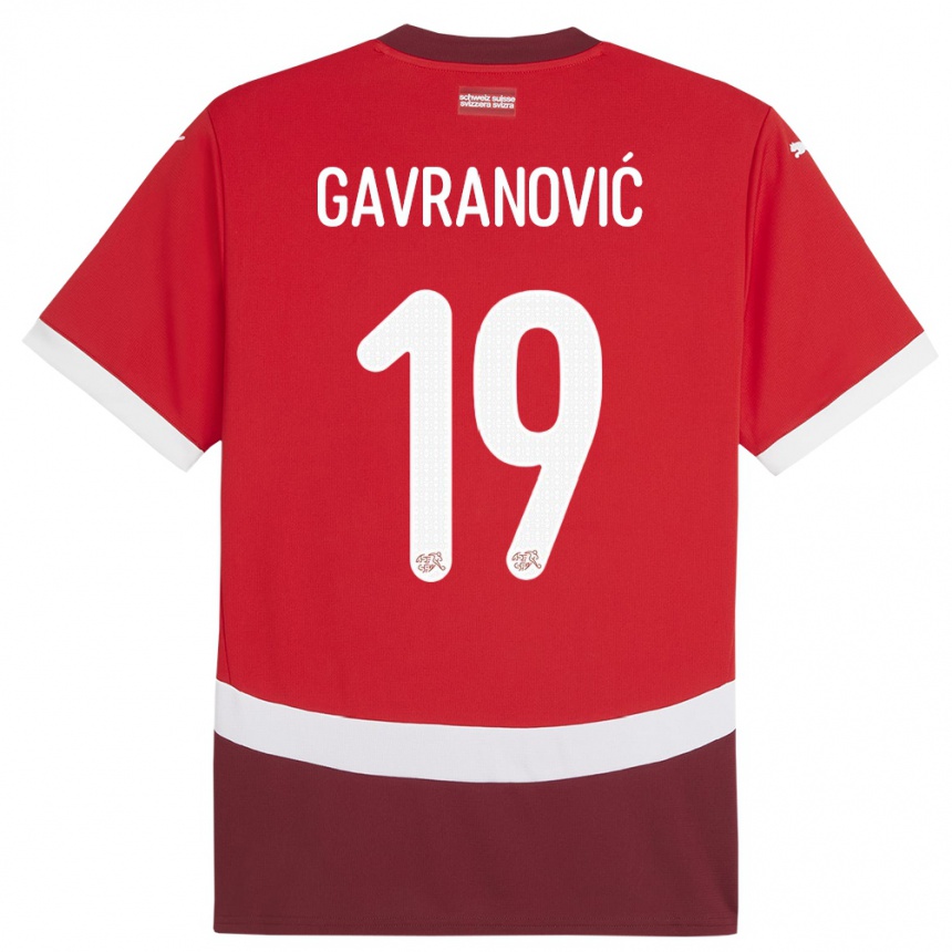 Gyermek Labdarúgás Svájc Mario Gavranovic #19 Piros Hazai Jersey 24-26 Mez Póló Ing