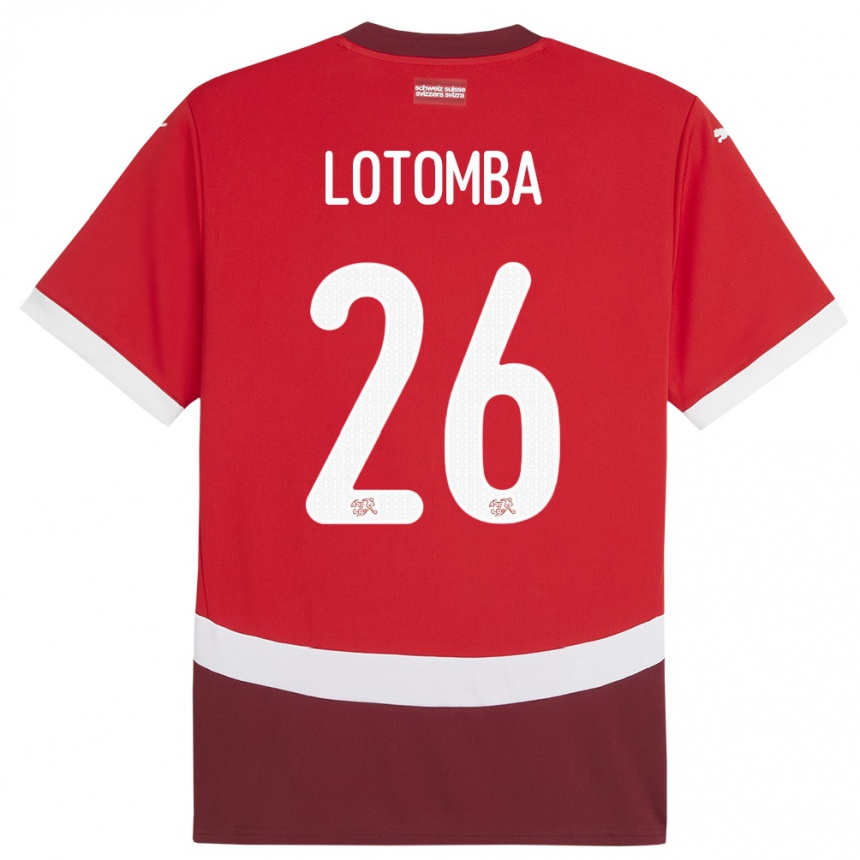 Gyermek Labdarúgás Svájc Jordan Lotomba #26 Piros Hazai Jersey 24-26 Mez Póló Ing