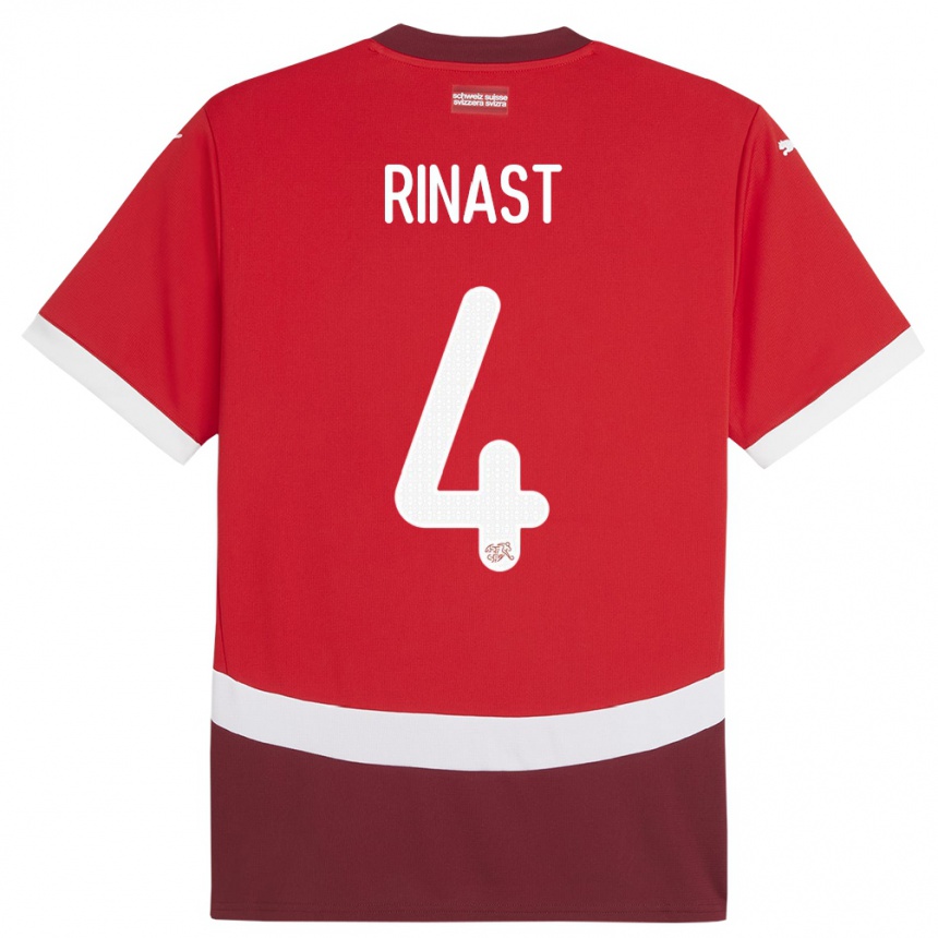 Gyermek Labdarúgás Svájc Rachel Rinast #4 Piros Hazai Jersey 24-26 Mez Póló Ing