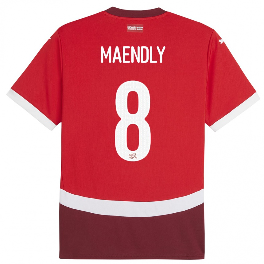 Gyermek Labdarúgás Svájc Sandy Maendly #8 Piros Hazai Jersey 24-26 Mez Póló Ing