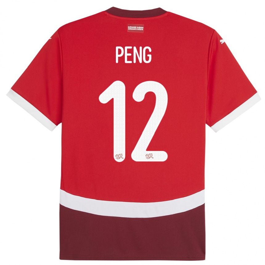 Gyermek Labdarúgás Svájc Livia Peng #12 Piros Hazai Jersey 24-26 Mez Póló Ing