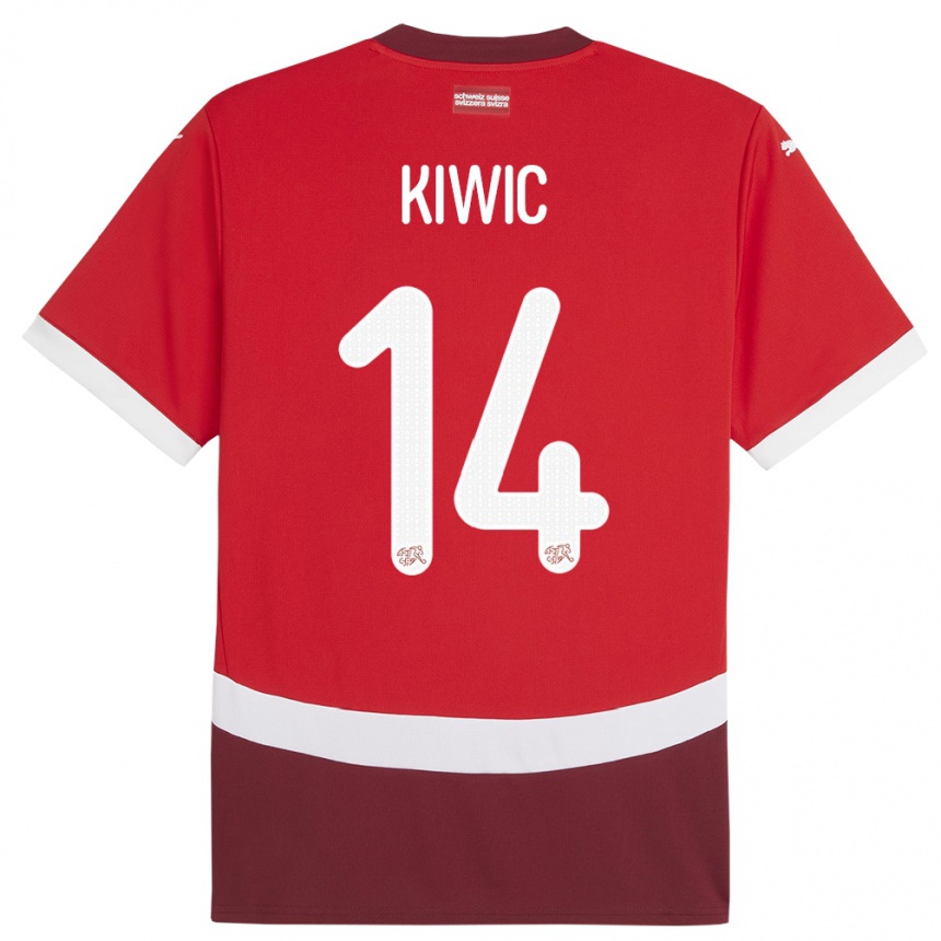 Gyermek Labdarúgás Svájc Rahel Kiwic #14 Piros Hazai Jersey 24-26 Mez Póló Ing