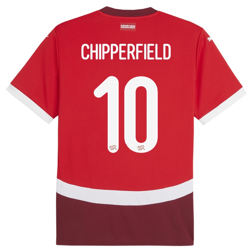 Gyermek Labdarúgás Svájc Liam Chipperfield #10 Piros Hazai Jersey 24-26 Mez Póló Ing