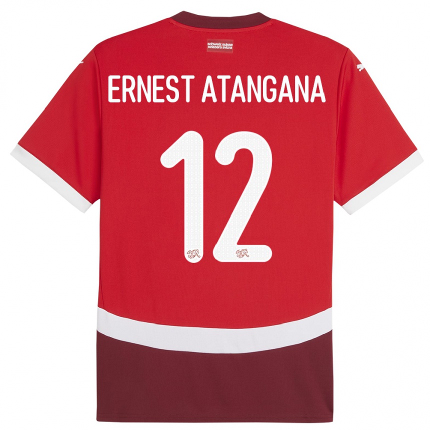 Gyermek Labdarúgás Svájc Brian Ernest Atangana #12 Piros Hazai Jersey 24-26 Mez Póló Ing