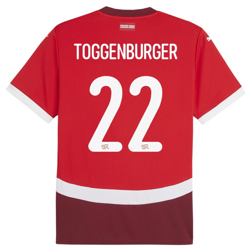 Gyermek Labdarúgás Svájc Nando Toggenburger #22 Piros Hazai Jersey 24-26 Mez Póló Ing