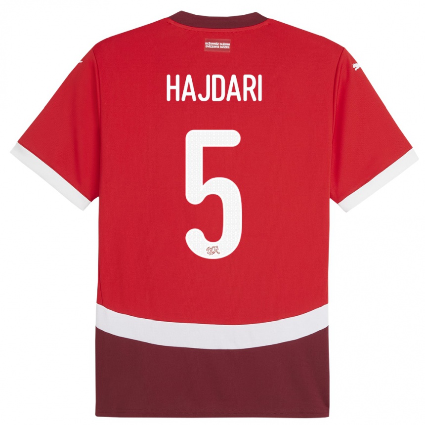 Gyermek Labdarúgás Svájc Albian Hajdari #5 Piros Hazai Jersey 24-26 Mez Póló Ing