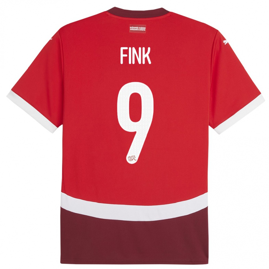 Gyermek Labdarúgás Svájc Bradley Fink #9 Piros Hazai Jersey 24-26 Mez Póló Ing