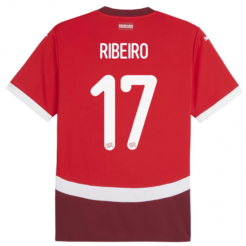 Gyermek Labdarúgás Svájc Joel Ribeiro #17 Piros Hazai Jersey 24-26 Mez Póló Ing