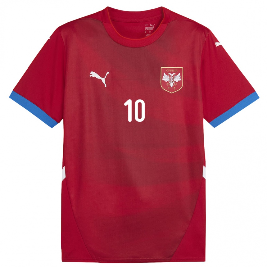 Gyermek Labdarúgás Szerbia Dusan Tadic #10 Piros Hazai Jersey 24-26 Mez Póló Ing