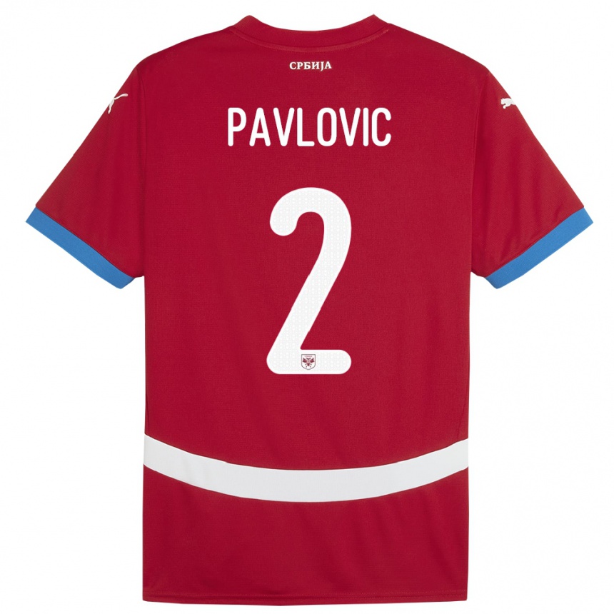 Gyermek Labdarúgás Szerbia Strahinja Pavlovic #2 Piros Hazai Jersey 24-26 Mez Póló Ing