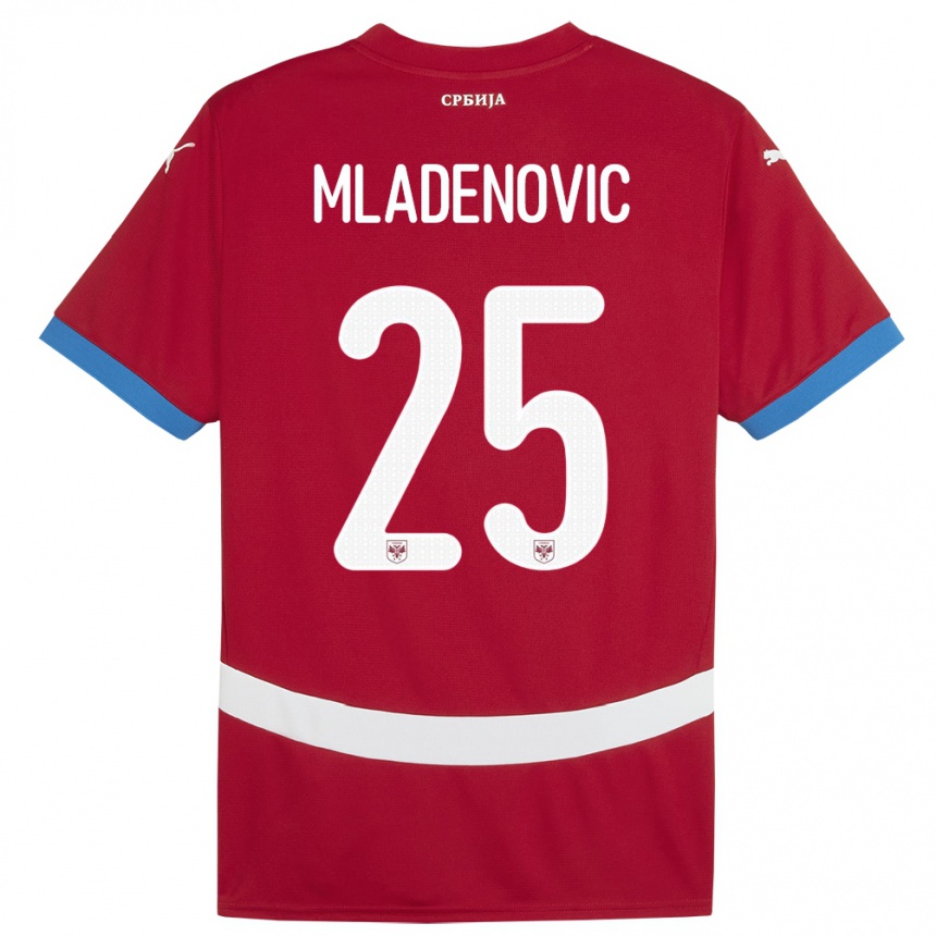 Gyermek Labdarúgás Szerbia Filip Mladenovic #25 Piros Hazai Jersey 24-26 Mez Póló Ing